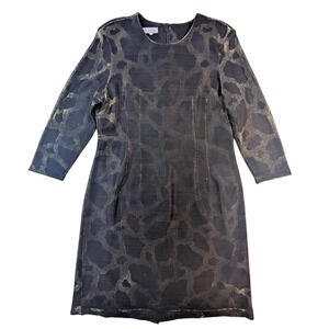 Sheer Animal Print Mesh Dress – Black Gold Long Sleeve Size L‎ Read